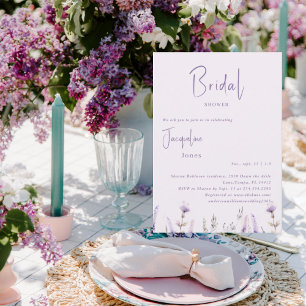 Invitación Ducha Nupcial Floral Lavanda