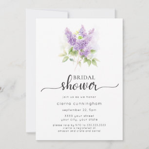 Invitación Ducha Nupcial Floral Lila Púrpura