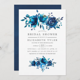 Invitación Ducha nupcial floral marina y acuarela blanca
