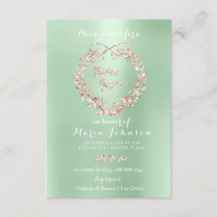 Invitación Ducha nupcial Floral Mint Rosa Rosa Oro Rosa Rosa
