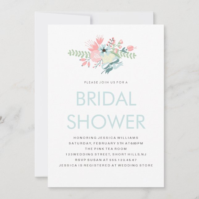 Invitación Ducha nupcial floral moderna (Anverso)