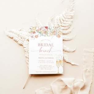 Invitación Ducha nupcial floral moderna Boho   Brunch nupcial