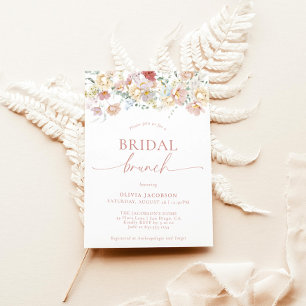 Invitación Ducha nupcial floral moderna Boho   Brunch nupcial