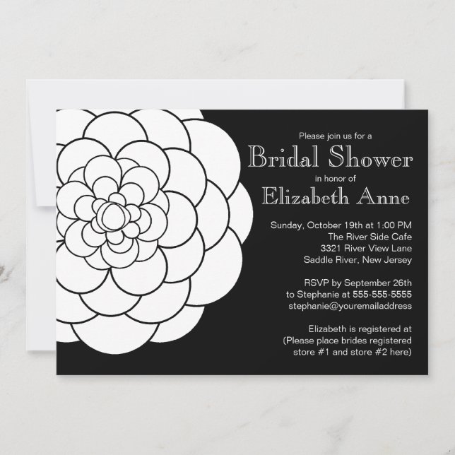 Invitación Ducha nupcial floral moderna de Dahlia floral (Anverso)