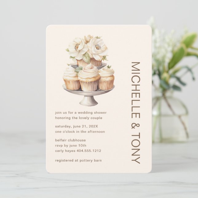 Invitación Ducha nupcial floral moderna ducha de matrimonio (Anverso de pie)