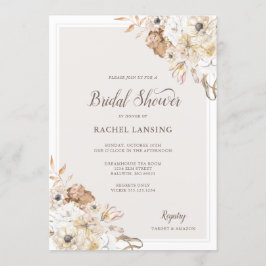 Invitación Ducha nupcial floral neutra acuarela