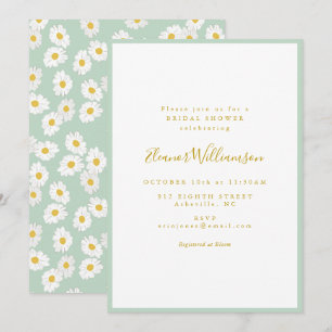 Invitación Ducha Nupcial Floral Retró de Menta y Salvia Paste
