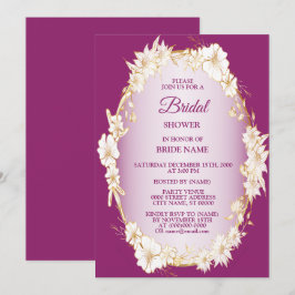 Invitación Ducha Nupcial Floral Rosa Blanco Dorado Boda