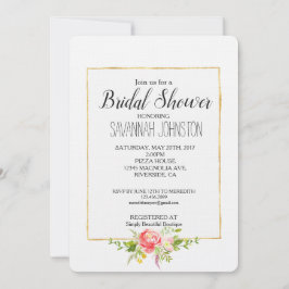 Invitación Ducha nupcial floral rosada de Rubor