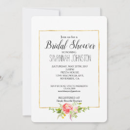 Invitación Ducha nupcial floral rosada de Rubor