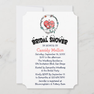 Invitación Ducha Nupcial Floral Rosada Palomas de Amor Rosa y