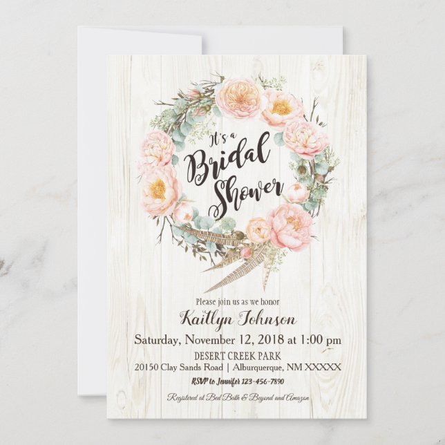 Invitación Ducha nupcial floral ruidosa (Anverso)