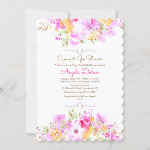 Invitación Ducha Nupcial Floral Suave Ven y Vete
