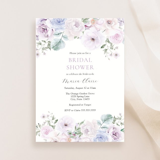 Invitación Ducha nupcial floral violeta y lavanda (Subido por el creador)