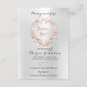Invitación Ducha nupcial Floral Wreath Plata Rosa Rosa Oro