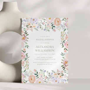 Invitación Ducha Nupcial Florales Suaves de Acuarela Pastel R