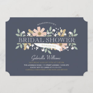Invitación Ducha nupcial floreciente en marina de guerra