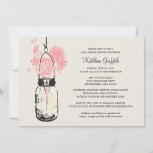 Invitación Ducha nupcial Flores salvajes y Mason Jar