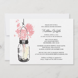 Invitación Ducha nupcial Flores salvajes y Mason Jar