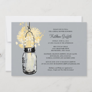 Invitación Ducha nupcial Flores salvajes y Mason Jar