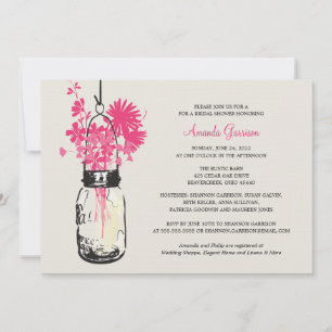 Invitación Ducha nupcial Flores salvajes y Mason Jar