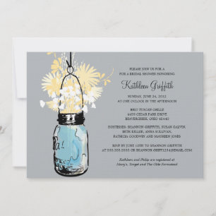 Invitación Ducha nupcial Flores salvajes y Mason Jar