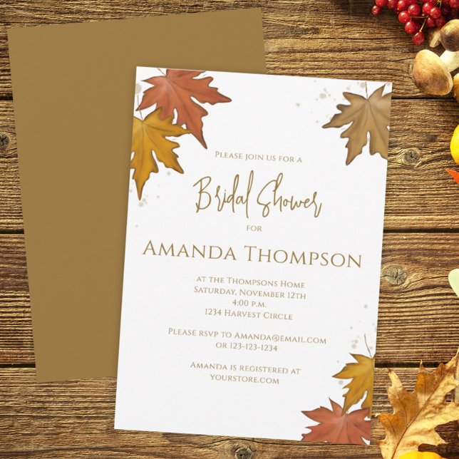 Invitación Ducha nupcial Foliage otoño caída deja simple (Subido por el creador)