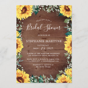 Invitación Ducha nupcial girasol Babá Madera de la frontera d