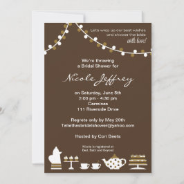 Invitación Ducha nupcial invita a chocolate marrón, luces de