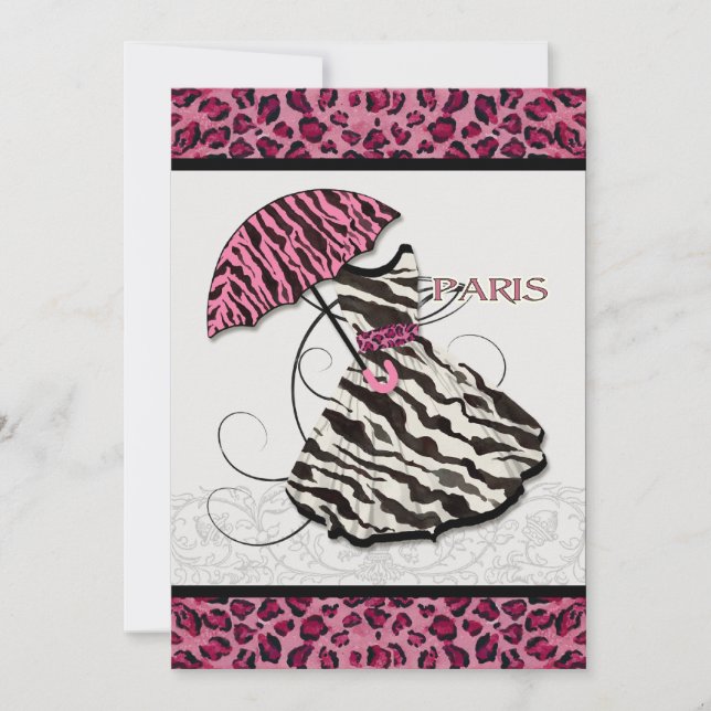 Invitación Ducha nupcial invita a leopardo, vestimenta retro, (Anverso)