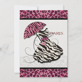 Invitación Ducha nupcial invita a leopardo, vestimenta retro,