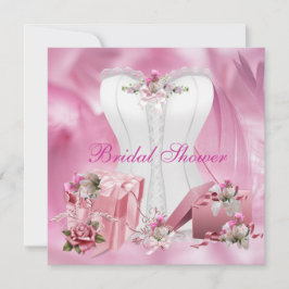 Invitación Ducha nupcial invitan a Bonito color rosa blanco 2