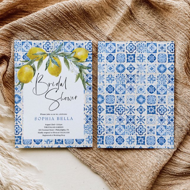Invitación Ducha nupcial italiana con mosaico azul mediterrán (Subido por el creador)