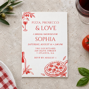Invitación Ducha Nupcial Italiana de Pizza Prosecco Terracott