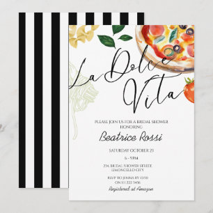 Invitación Ducha nupcial italiana La Dolce Vita Pizza Pasta