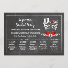 Invitación Ducha nupcial Itineraria Bachelorette Skulls Chalk