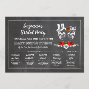Invitación Ducha nupcial Itineraria Bachelorette Skulls Chalk