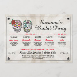 Invitación Ducha nupcial Itineraria Bachelorette Sugar Skulls
