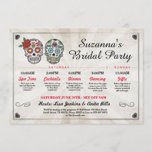 Invitación Ducha nupcial Itineraria Bachelorette Sugar Skulls