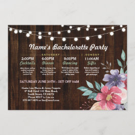 Invitación Ducha nupcial Itineraria Flor rosa Rústica Luces