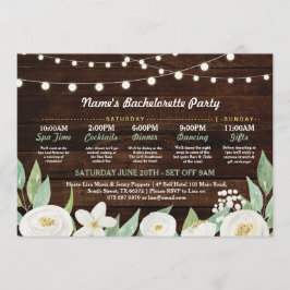 Invitación Ducha nupcial Itinerario Flor Blanca Rústica Luces