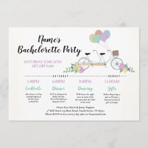 Invitación Ducha nupcial Itinerario Tandem Bike Globos Divers