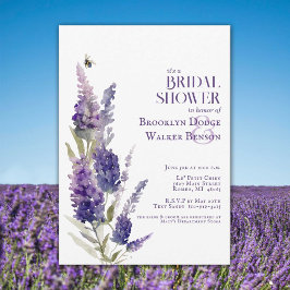Invitación Ducha nupcial Lavanda Botánica Floral Púrpura
