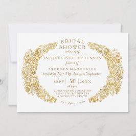 Invitación Ducha nupcial Leaf de oro con grabado Acanthus flo