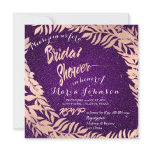 Ducha nupcial Leafs Purpurina Rosa Violeta de Oro 