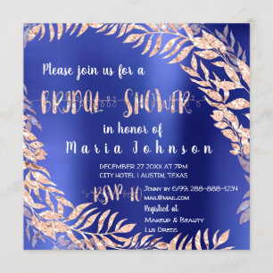 Invitación Ducha nupcial Leafs tropicales Rosa Indigo Purpuri