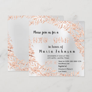 Invitación Ducha nupcial Leafs Wrath Purpurina Rosa Plata