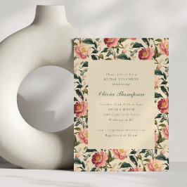 Invitación Ducha nupcial Luncheon Elegante Floral suave vinta