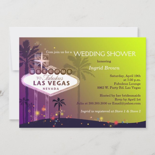 Invitación Ducha nupcial Luxe Las Vegas Strip (Anverso)