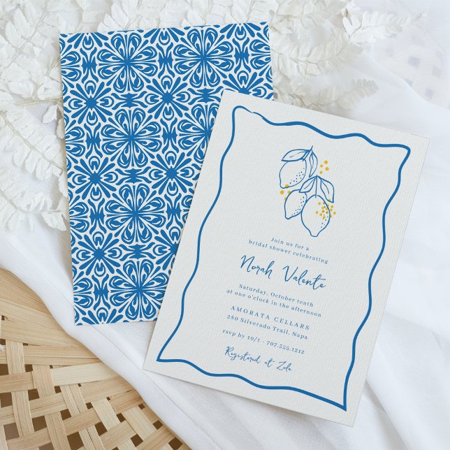 Invitación Ducha nupcial manuscrita Amalfi Lemon (Subido por el creador)